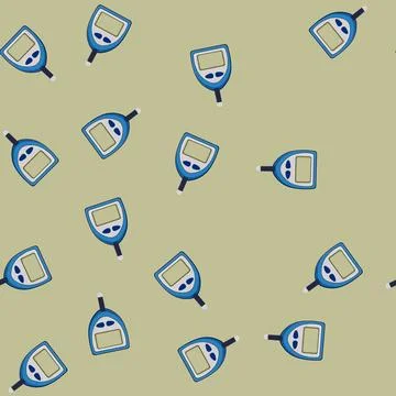 Seamless pattern test blood glucometer cartoon vector Ilustração Stock
