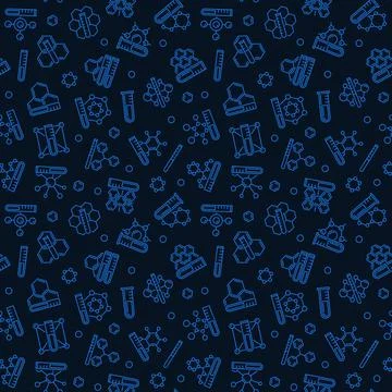Seamless Pattern with Test Tubes and Chemical Formulas - Chemistry Background Stock Illustration