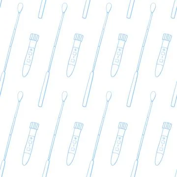 Seamless pattern with Test tubes, beakers and swabs isolated on white backgro イラスト素材