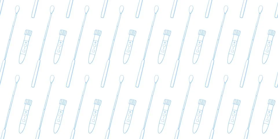 Seamless pattern with Test tubes, beakers and swabs isolated on white backgro Stock Illustration