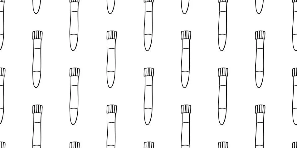 Seamless pattern with test tubes. Hand drawn outline doodle vector texture is Stockillustratie