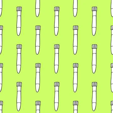 Seamless pattern with test tubes. Hand drawn outline doodle vector texture is Illustrazione stock