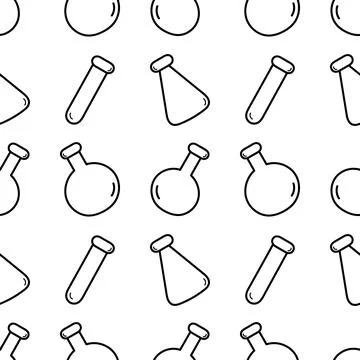 Seamless pattern of test tubes Stock Illustration