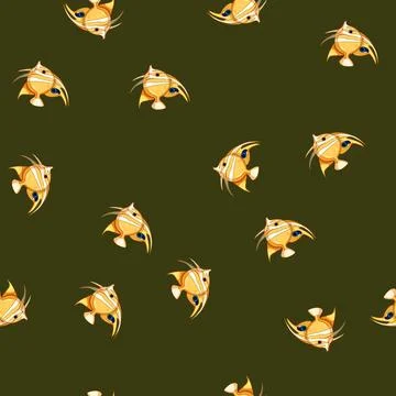 Seamless pattern tetra decorative fish cartoon vector Stock Illustration