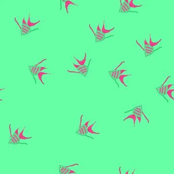Seamless pattern tetra exotic fish cartoon vector Stock Illustration
