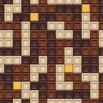 Seamless pattern with tetris made of chocolate cubes, sweets. Stock Illustration