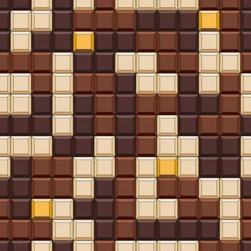 Seamless pattern with tetris made of chocolate cubes, sweets. Stock Illustration