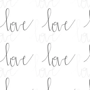 Seamless pattern with text love hand writing on white Stock Illustration