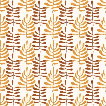 Seamless pattern for textile and wallpapers with naive hand drawn doodle leaves Stock Illustration