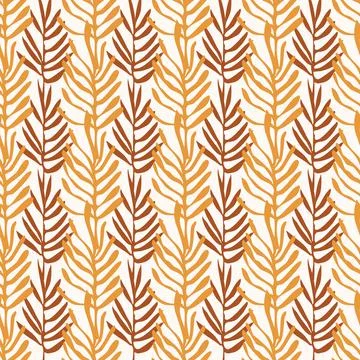 Seamless pattern for textile and wallpapers with naive hand drawn doodle leaves Stock Illustration