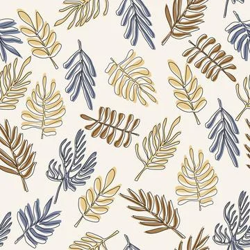 Seamless pattern for textile and wallpapers with naive hand drawn doodle leaves Stock Illustration