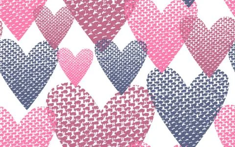 Seamless pattern textile hearts background Stock Illustration