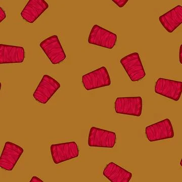 Seamless pattern textile thread spool cartoon vector Stock Illustration