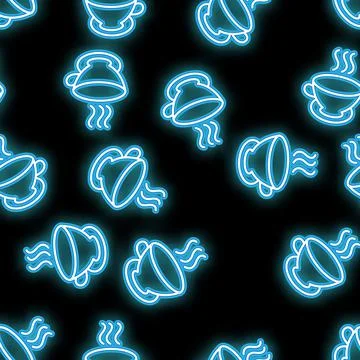 Seamless pattern, texture abstract neon bright glowing flashing blue from ico Stock Illustration