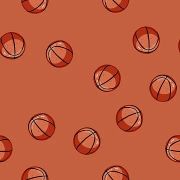 Seamless pattern texture basketball ball cartoon vector Stock Illustration