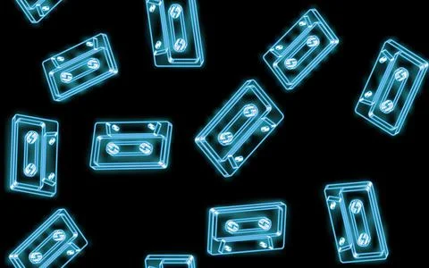 Seamless pattern, texture of beautiful abstract neon bright blue glowing old  Stock Illustration