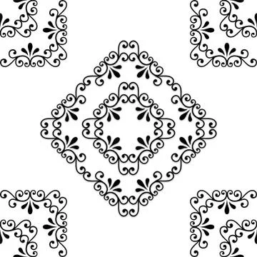 Seamless pattern texture of black square snowflakes isolated on a white backg Illustrazione stock