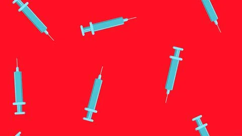 Seamless pattern texture of blue disposable sharp medical pharmacetic syringe イラスト素材