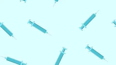 Seamless pattern texture of blue disposable sharp medical pharmacetic syringe Illustrazione stock