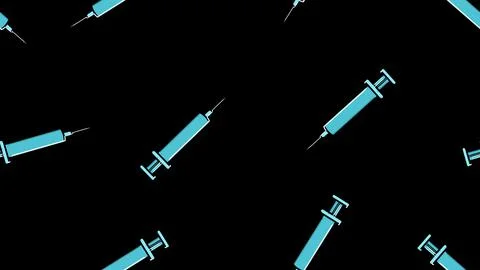 Seamless pattern texture of blue disposable sharp medical pharmacetic syringe Illustrazione stock