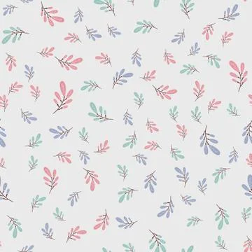 Seamless pattern texture with doodle leaves. Endless gentle floral pattern. f Stock Illustration