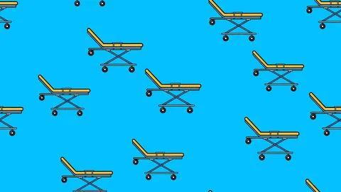 Seamless pattern texture of endless recurring medical beds with wheels; gurne Illustrazione stock