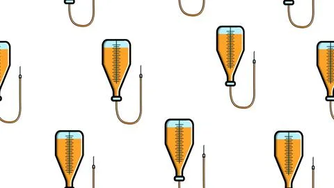 Seamless pattern texture of endless repeating medical yellow droppers with a  Stock Illustration