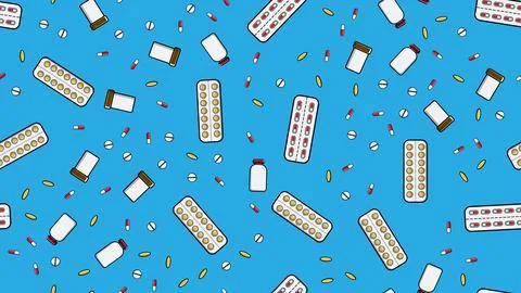 Seamless pattern texture of endless repetitive medicine tablets pills dragee  Illustrazione stock