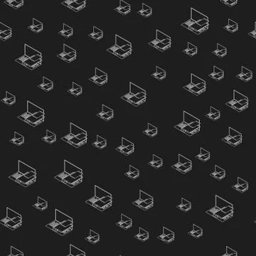 Seamless pattern texture with gadgets on black Stock Illustration