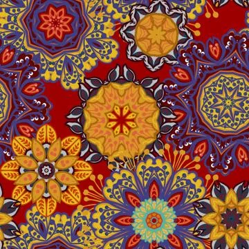 Seamless pattern texture. Indian, arabic, turkish style elements. Vintage vector Stock Illustration