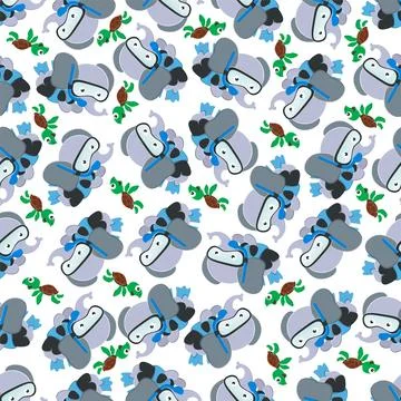 Seamless pattern texture with little elephant swim in underwater. Illustrazione stock