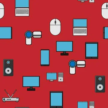 Seamless pattern, texture from modern digital devices, gadgets, tablets, smar Stock Illustration