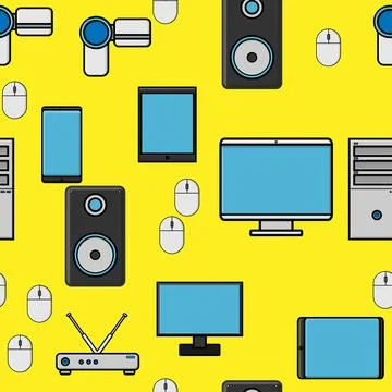 Seamless pattern, texture from modern digital devices, gadgets, tablets, smar Stock Illustration