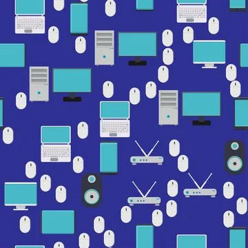 Seamless pattern, texture from modern digital devices, gadgets, tablets, smar Stock Illustration