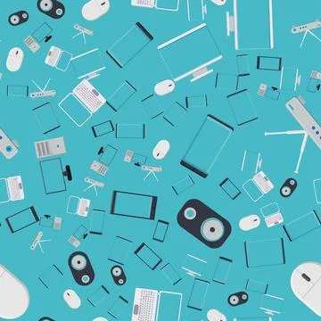 Seamless pattern, texture from modern digital devices, gadgets, tablets, smar Stock Illustration