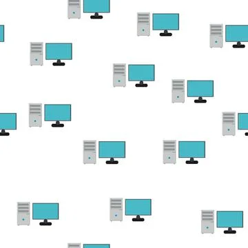 Seamless pattern, texture of modern powerful digital office computers with a  Stock Illustration