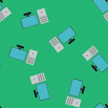 Seamless pattern, texture of modern powerful digital office computers with a  Stockillustratie