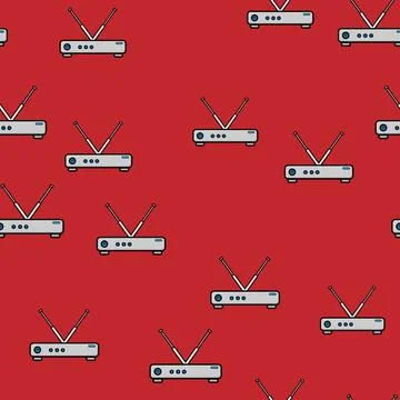 Seamless pattern, texture of modern powerful digital wireless white wi-fi rou Stock Illustration