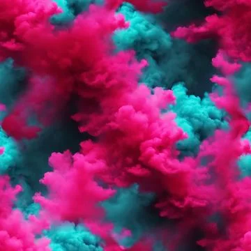 Seamless pattern with texture of pink and turquoise smoke, fog, smog Stock Illustration