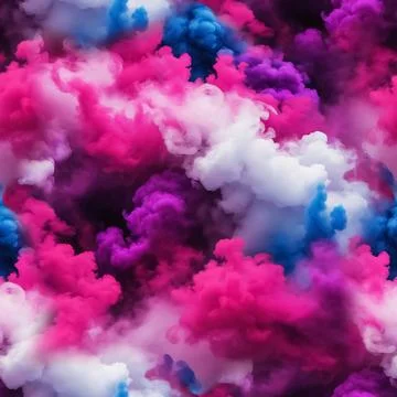 Seamless pattern with texture of pink, blue, white smoke, fog, smog on a bl.. Stock Illustration