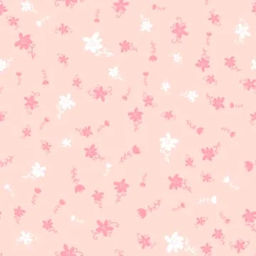 Seamless pattern texture with pink doodle flowers. Endless gentle floral patt Stock Illustration