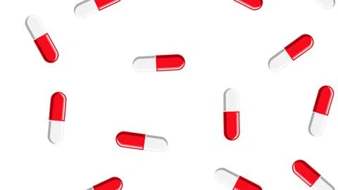 Seamless pattern texture of red oval white and red medical pharmaceutical pil Stock Illustration