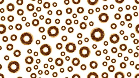 Seamless pattern, texture of round sweet tasty hearty hot fresh donuts, pastr Stock Illustration