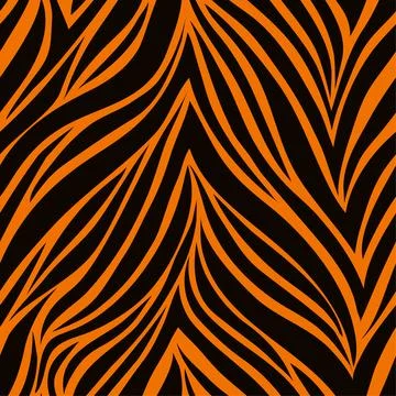 Seamless pattern. Texture of tiger skin. Africa orange and blacklinear backgr Stock Illustration