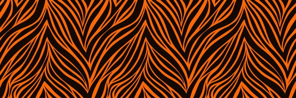 Seamless pattern. Texture of tiger skin. Africa orange and black linear bac.. 스톡 일러스트