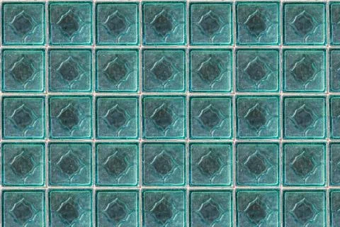 Seamless pattern texture of a white glass transparent wall from square bricks Foto stock