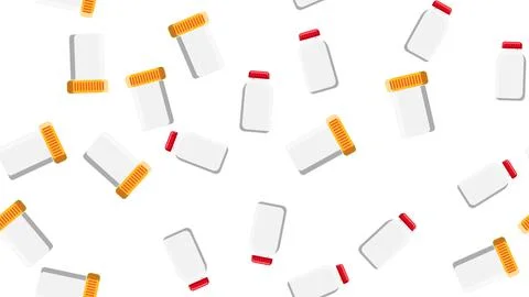 Seamless pattern texture of white plastic medical pharmacetic jars with lids  Stock Illustration