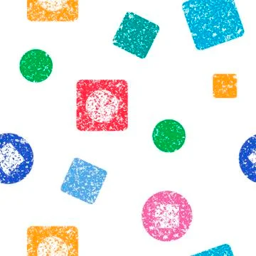 Seamless pattern with textured grunge square and circle, pattern for fabric Stock Illustration