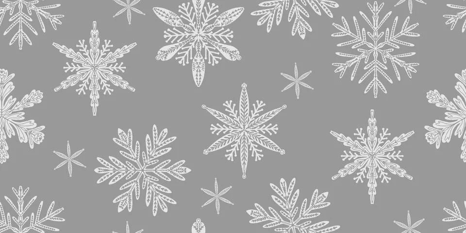 Seamless pattern with textured snowflakes. Winter ornament, New Year's spirit イラスト素材