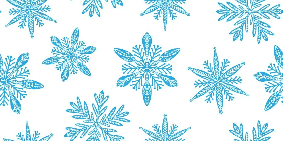 Seamless pattern with textured snowflakes. Winter ornament, New Year's spirit イラスト素材